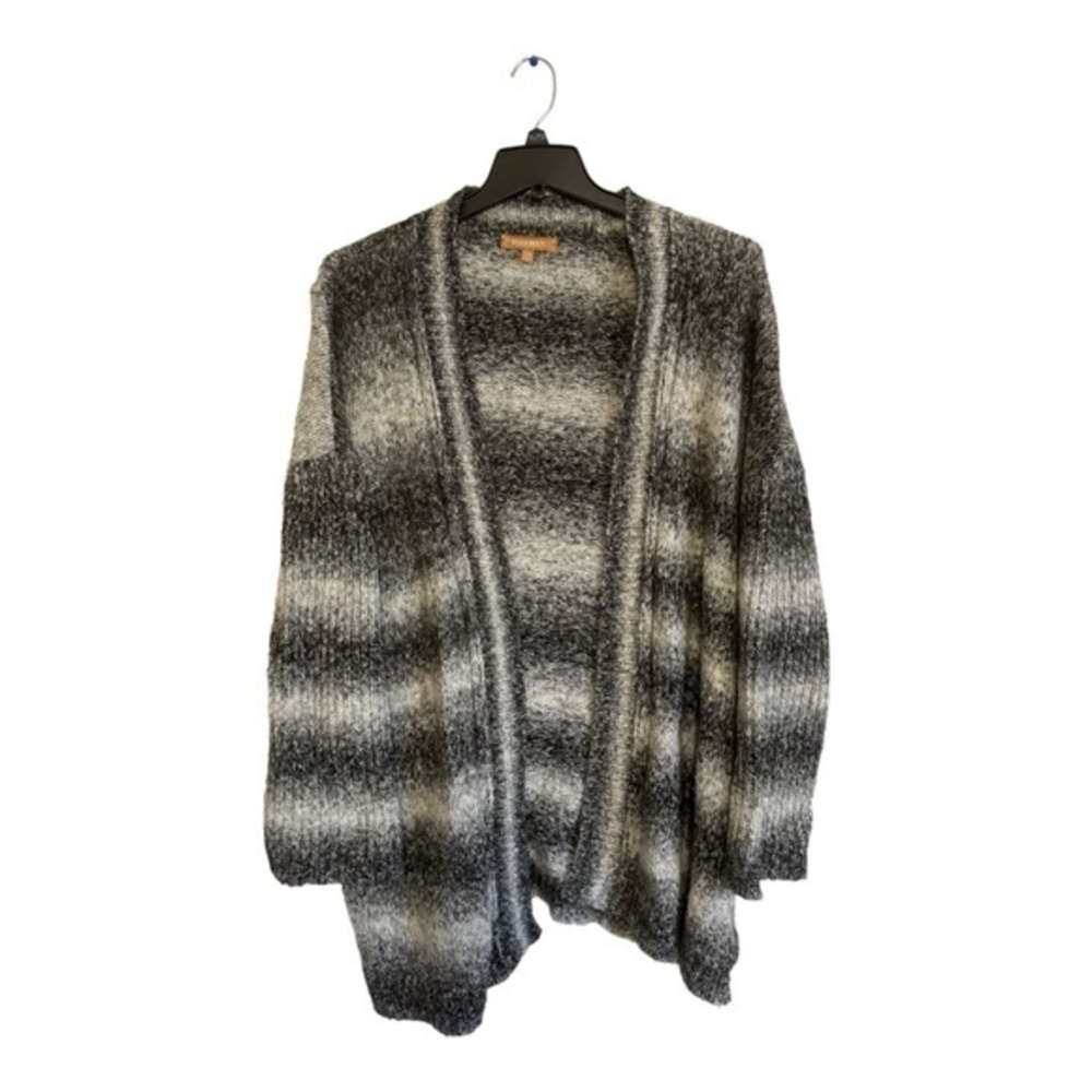 Ellen Tracy Womens Open Cardigan Gray Waterfall Cotton Wool Size XL